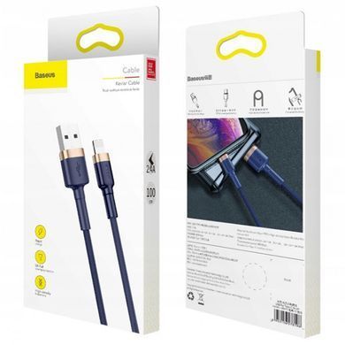 Дата кабель Baseus Cafule USB to Lightning 2.4A (1m) (CALKLF-B) Золотой / Черный