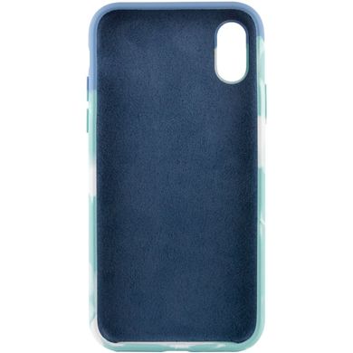 Чохол Silicone case full Aquarelle для Apple iPhone XR (6.1") Бирюзово-білий