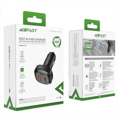 АЗП Acefast B9 PD36W+QC4.0 total 66W (2USB-A/1C) Black