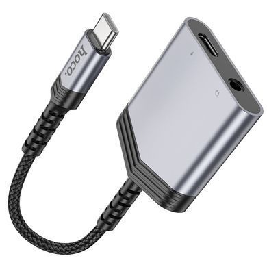 Перехідник Hoco LS39 Type-C to Type-C + 3.5mm Metal gray
