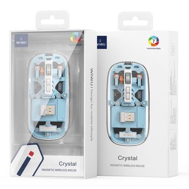 Уцінка Бездротова миша WIWU Crystal WM105 Dual bluetooth+ 2.4G Пошкоджена упаковка / Blue