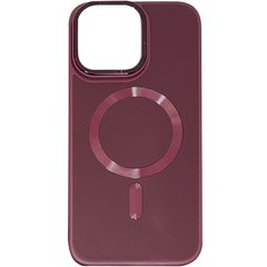 Шкіряний чохол Bonbon Leather Metal Style with MagSafe для Apple iPhone 15 (6.1") Бордовий / Plum