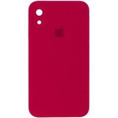 Чехол Silicone Case Square Full Camera Protective (AA) для Apple iPhone XR (6.1") Красный / Rose Red