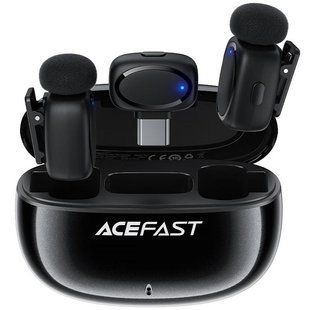 Петличний бездротовий мікрофон Acefast R2 Dual-mic Type-C Black