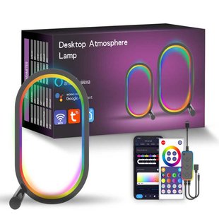 Настольная LED лампа RGB Smart desk oval lamp Bluetooth USB with app Black