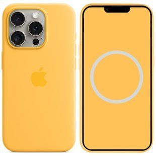 Чехол Silicone case (AAA) with Magsafe and Animation для Apple iPhone 15 Pro Max (6.7") Желтый / Sunshine