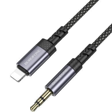 Аудио кабель Aux Borofone BL24 Graceful (Lightning to AUX 3.5mm) (1m) Metal grey