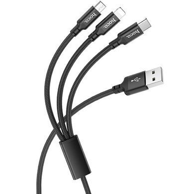 Дата кабель Hoco X14 Times Speed 3in1 (Lightning+Micro USB+Type-C) (1m) Черный
