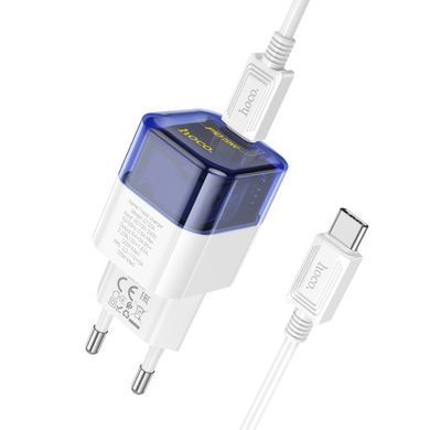 СЗУ Hoco C125A Transparent 1C PD20W + Type-C to Type-C Transparent blue