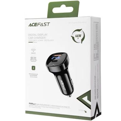 АЗУ Acefast B4 digital display 66W(USB-C+USB-A) dual port Black