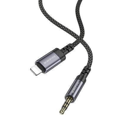Аудио кабель Aux Borofone BL24 Graceful (Lightning to AUX 3.5mm) (1m) Metal grey