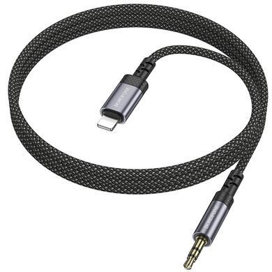 Аудио кабель Aux Borofone BL24 Graceful (Lightning to AUX 3.5mm) (1m) Metal grey