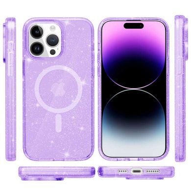 Чохол TPU Galaxy Sparkle (MagFit) для Apple iPhone 15 Pro Max (6.7") Purple+Glitter