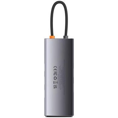 Перехідник HUB Baseus Metal Gleam Series 7-Port Clarity (Type-C to HDMI+USB3.0*3+PD+SD/TF) (B000307) Station Gray