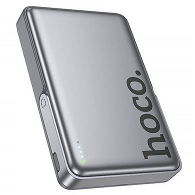 Портативное ЗУ Power Bank Hoco Q36A Sunlight magnetic suction+holder PD20W с БЗУ 10000 mAh Metal grey