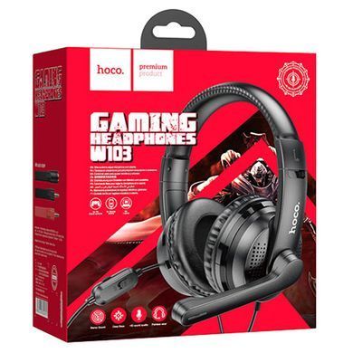 Уценка Накладные наушники Hoco W103 Magic Tour Gaming (3.5mm/1.2m) Мятая упаковка / Черный