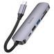 Переходник Hoco HB28 Multi-function 6in1 (Type-C to HDTV+USB3.0+USB2.0+SD+TF+PD) Metal gray фото 7
