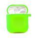Силіконовий футляр з мікрофіброю для навушників Airpods 1/2 Салатовий / Neon green
