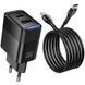 СЗУ Hoco CS112A Lounge PD30W+QC3.0 (1USB-A/1C) + кабель Type-C to Type-C Black фото 3