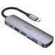 Переходник Hoco HB28 Multi-function 6in1 (Type-C to HDTV+USB3.0+USB2.0+SD+TF+PD) Metal gray фото 1