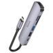 Переходник Hoco HB28 Multi-function 6in1 (Type-C to HDTV+USB3.0+USB2.0+SD+TF+PD) Metal gray фото 3