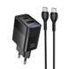 СЗУ Hoco CS112A Lounge PD30W+QC3.0 (1USB-A/1C) + кабель Type-C to Type-C Black фото 1