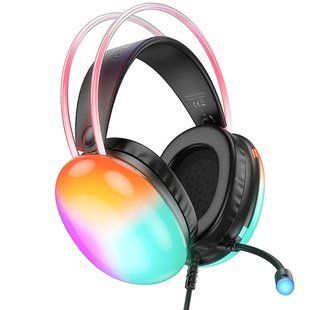Уценка Накладные наушники Hoco W109 Plus Rich USB7.1 channel gaming (USB/2m) Поврежденная упаковка / Black