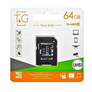 Карта пам'яті T&G microSDXC (UHS-3) 64 GB class 10 (з адаптером) Чорний