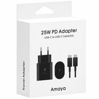СЗУ Amaya SC25CC PD25W (1USB-C) + кабель Type-C to Type-C Black