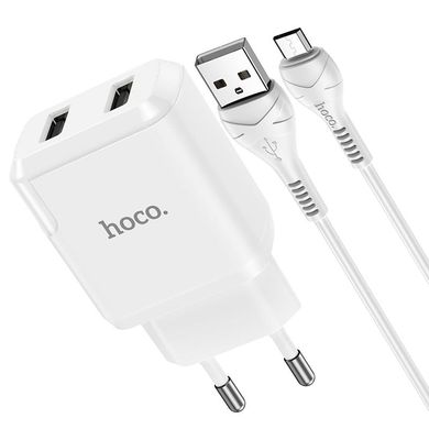СЗУ HOCO N7 (2USB/2,1A) + USB - MicroUSB Белый