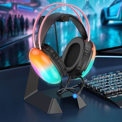Уцінка Накладні навушники Hoco W109 Plus Rich USB7.1 channel gaming (USB/2m) Пошкоджена упаковка / Black