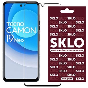 Защитное стекло SKLO 3D (full glue) для TECNO Camon 19 (CI6n) / 19 Pro (CI8n) Черный