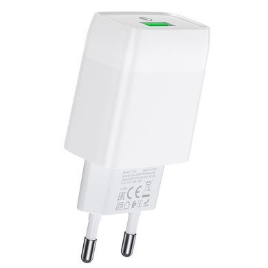 СЗУ Hoco C72Q Glorious QC3.0 18W (1USB-A) + кабель USB to Type-C Белый