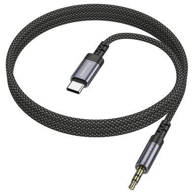 Аудіо кабель Aux Borofone BL24 Graceful Type-C to AUX 3.5mm) (1m) Metal grey