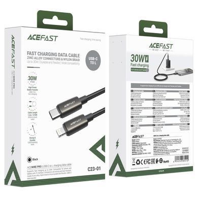 Дата кабель Acefast C23-01 Type-C to Lightning 30W (1.2m) Black
