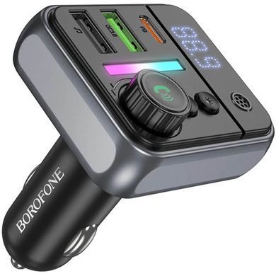 АЗП FM модулятор Borofone BC50 Ascenso PD20W+QC3.0 total 38W (2USB-A/1C) Black