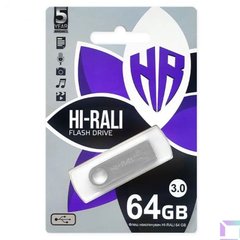 Флеш накопичувач USB 3.0 Hi-Rali Shuttle 64 GB Срібна серія Срібний