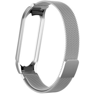 Ремешок Milanese Loop Design для Xiaomi Mi Band 5 / 6 Серебряный