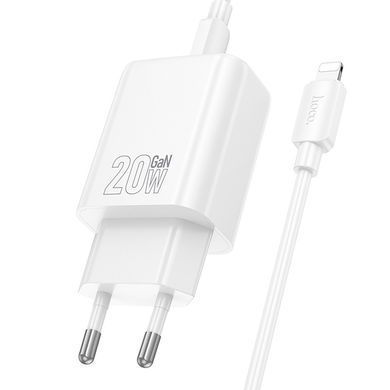 СЗУ Hoco N61 Gentle PD20W+QC3.0 (1USB-A/1C) + кабель Type-C to Lightning White