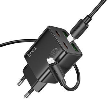 СЗУ Hoco N55 Fundador PD20W four-port (2USB-A/2C) + Type-C to Lightning Black