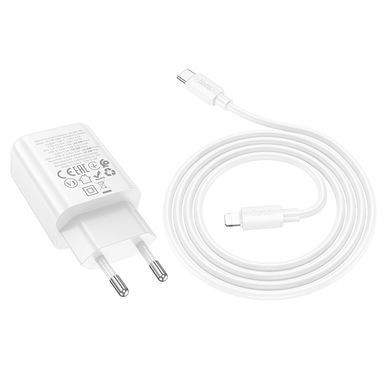 СЗУ Hoco N61 Gentle PD20W+QC3.0 (1USB-A/1C) + кабель Type-C to Lightning White