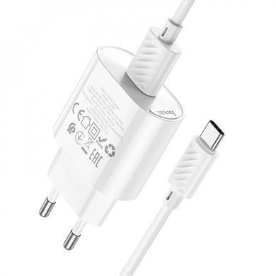 СЗУ Hoco C109A Fighter QC3.0 18W (1USB-A) + кабель USB to Type-C White