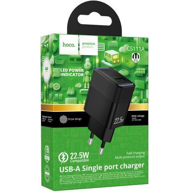 МЗП Hoco CS111A Lounge QC3.0 22.5W (1USB-A) Black