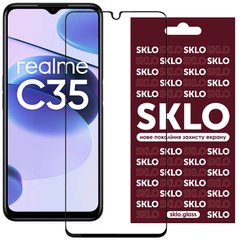 Защитное стекло SKLO 3D (full glue) для Realme C35 Черный