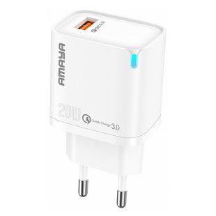 Уценка СЗУ Amaya E212S QC3.0 20W (1USB-A) Мятая упаковка / White