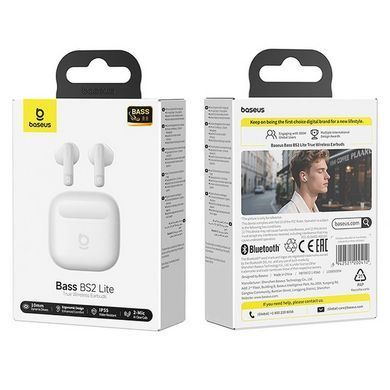 Беспроводные TWS наушники Baseus Bass BS2 Lite (A0010A) Moon White