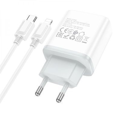 СЗУ Hoco C104A PD20W (1USB-C) + кабель Type-C to Lightning White
