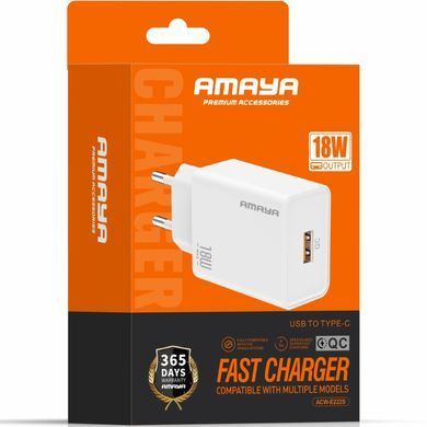 СЗУ Amaya E222S QC3.0 18W (1USB-A) White