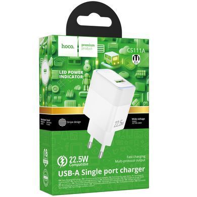 МЗП Hoco CS111A Lounge QC3.0 22.5W (1USB-A) White