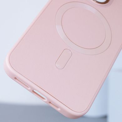 Кожаный чехол Bonbon Leather Metal Style with MagSafe для Apple iPhone 12 Pro Max (6.7") Розовый / Light pink